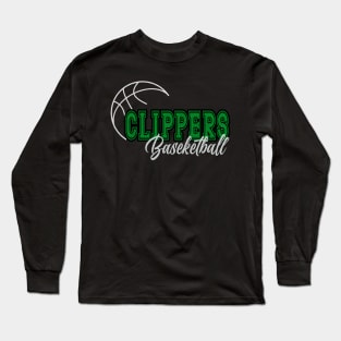 Classic Name Clippers Vintage Styles Green Basketball Long Sleeve T-Shirt